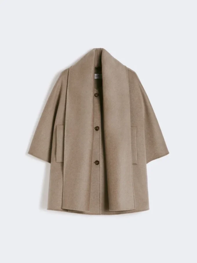 Cashmere cape with scarf detail, tawny bronze brown