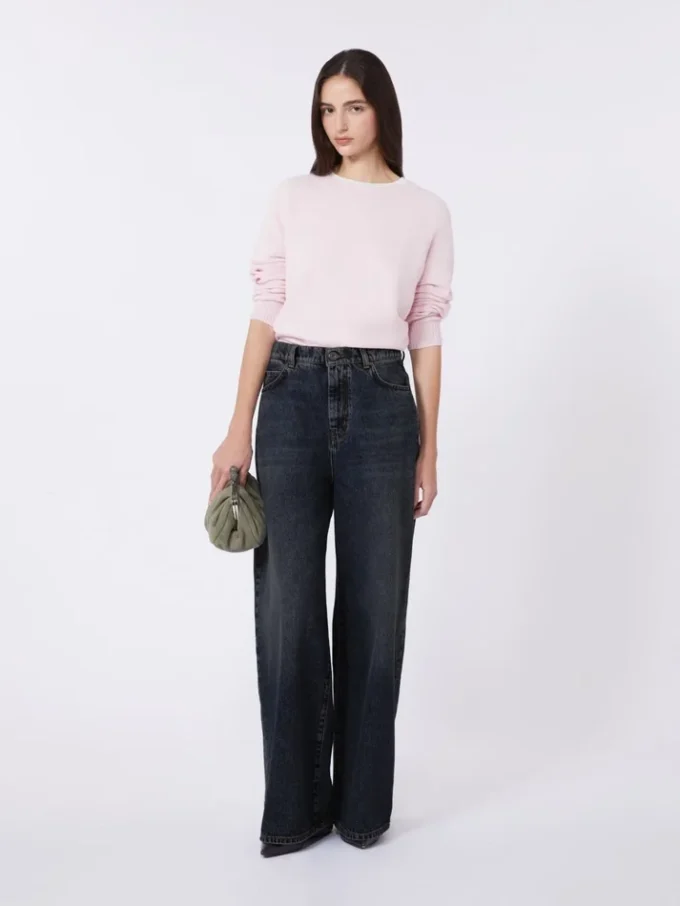 Cashmere crew-neck sweater, pink