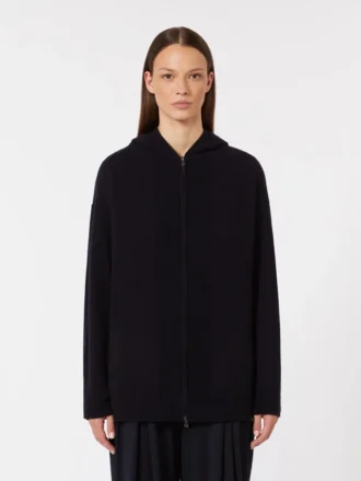 Cashmere hooded cardigan, ultramarine