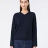 Cashmere v-neck sweater, navy