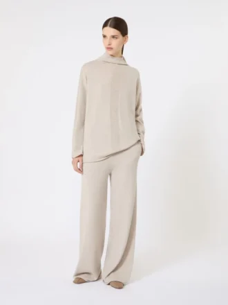Cashmere yarn trousers, beige