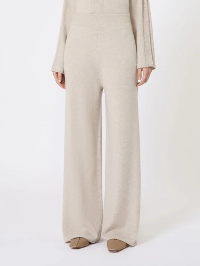 Cashmere yarn trousers, beige