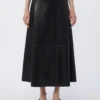 Coated fabric skirt, black