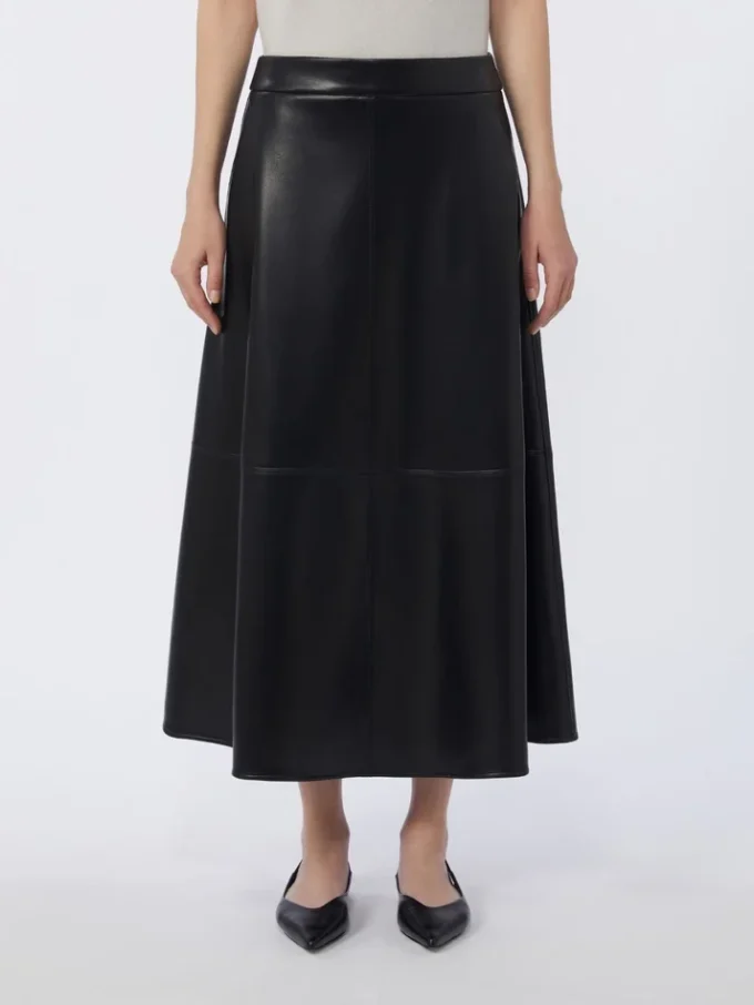 Coated fabric skirt, black