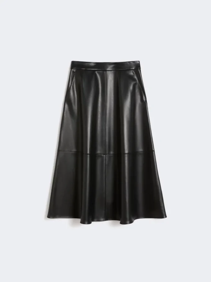 Coated fabric skirt, black