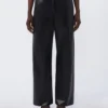 Coated fabric trousers, black