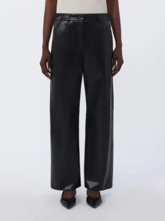Coated fabric trousers, black
