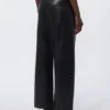 Coated fabric trousers, black