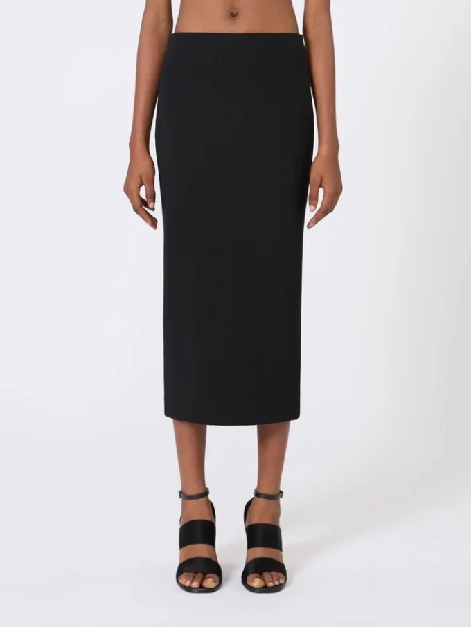 Compact crepe jersey midi skirt, black Compact crepe jersey midi skirt, black