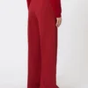 Compact jersey trousers, dark red