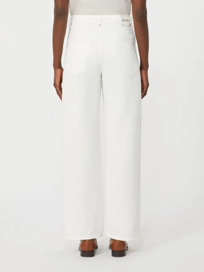 Cotton and linen 5-pocket trousers, white