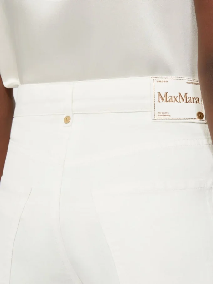 Cotton and linen 5-pocket trousers, white