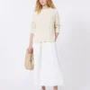Cotton and linen canvas skirt, white