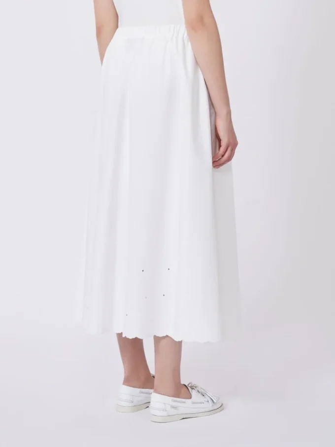 Cotton and linen canvas skirt, white
