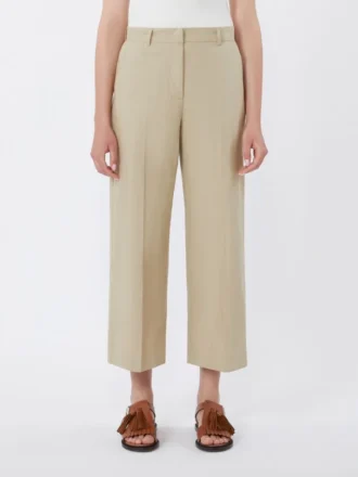 Cotton and linen canvas trousers, sand