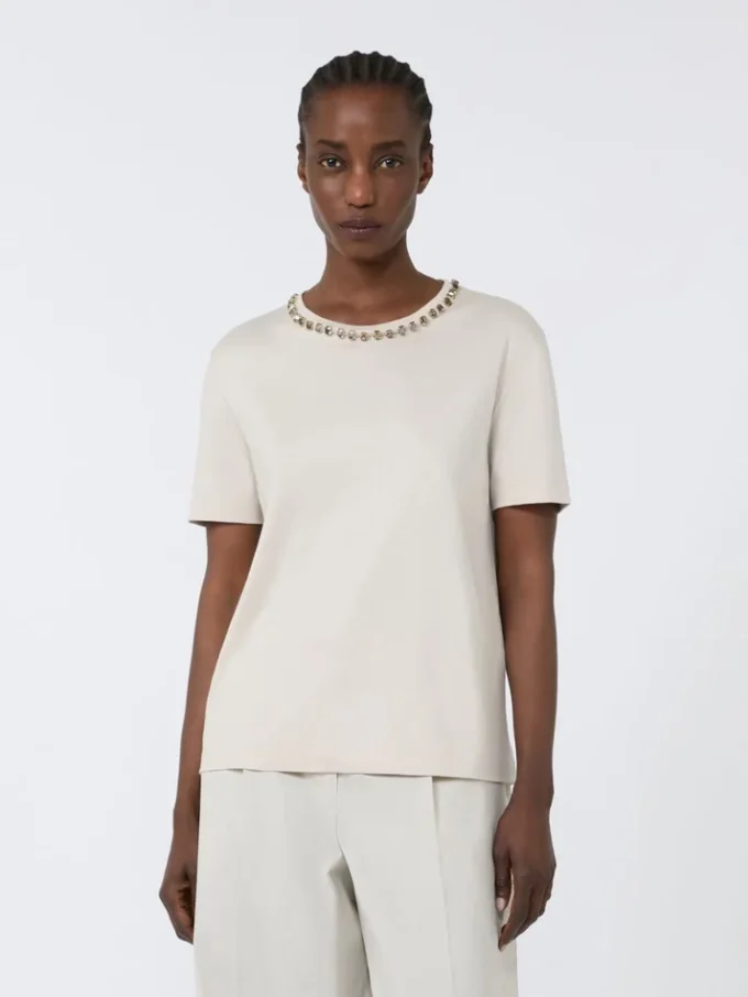 Cotton and modal t-shirt, beige