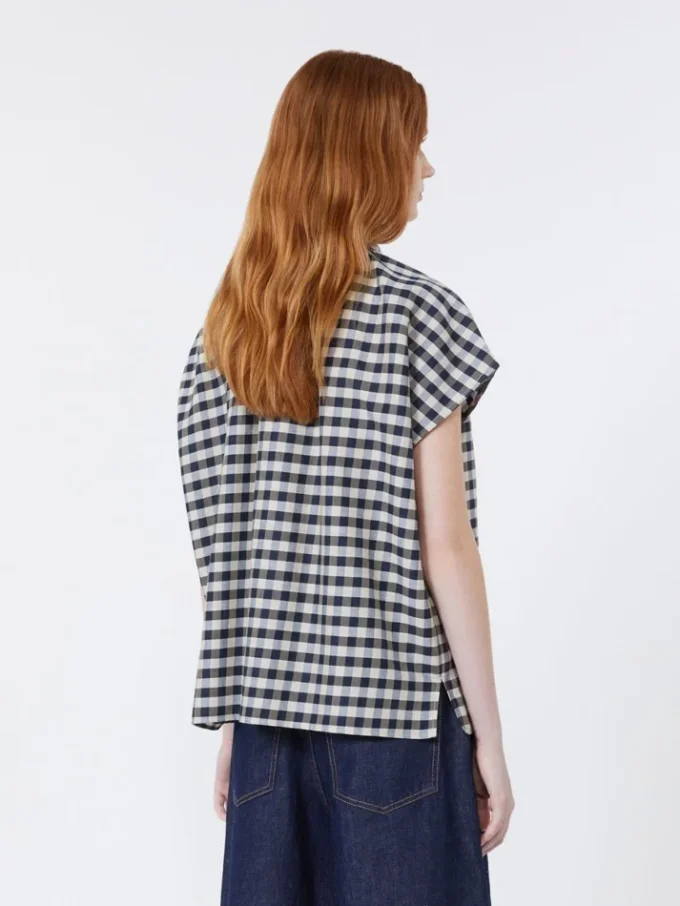 Cotton and ramie batavia shirt, navy