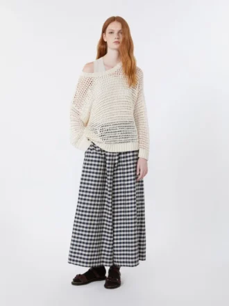 Cotton and ramie batavia trousers, navy