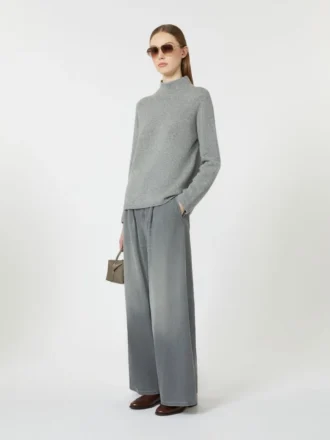 Wool and cashmere yarn polo-neck sweater, medium grey