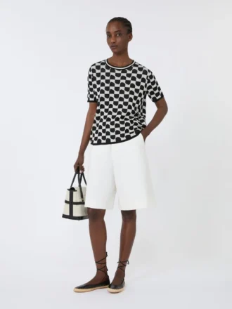 Cotton and viscose jacquard jumper, black