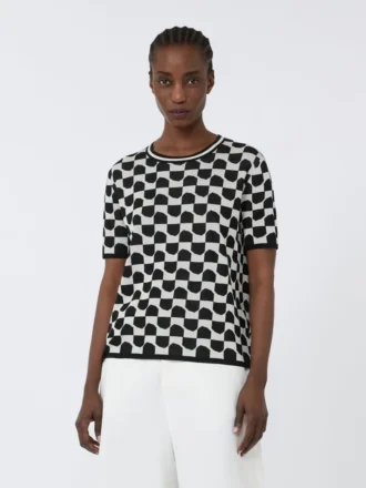 Cotton and viscose jacquard jumper, black