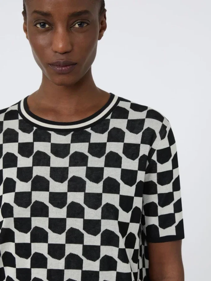 Cotton and viscose jacquard jumper, black