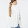 Cotton blouse with lace and embroideries, white