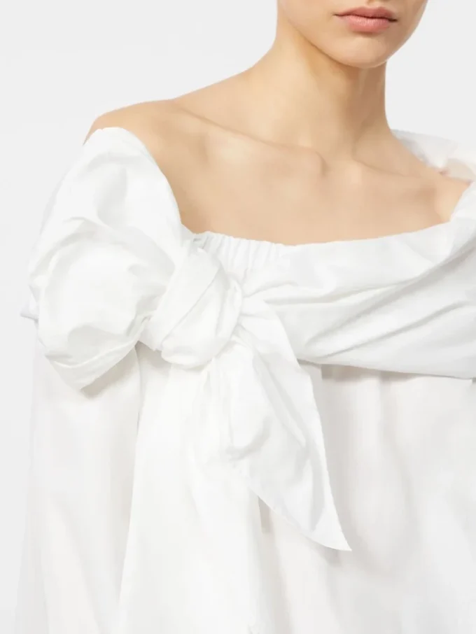 Cotton blouse with stole, optical white