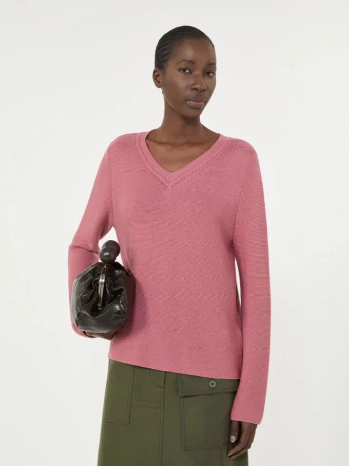 Cotton boxy sweater, antique rose