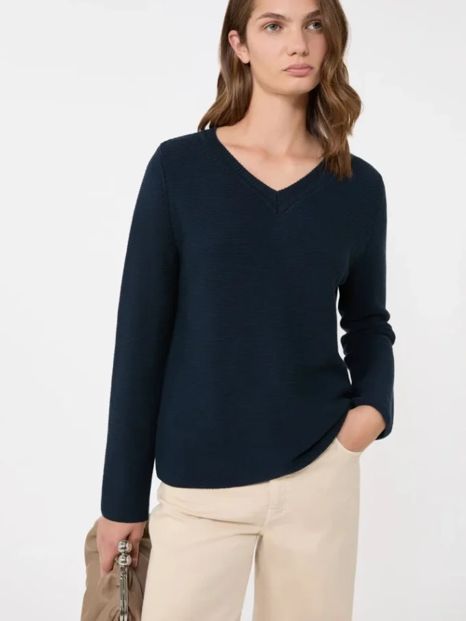 Cotton boxy sweater, navy