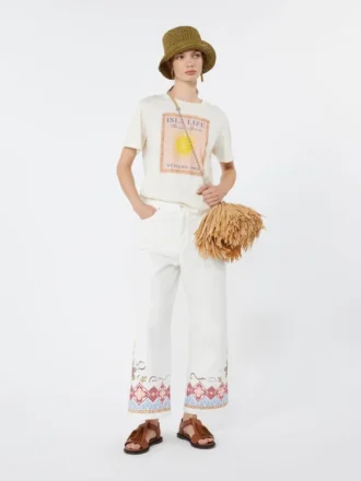 Cotton bull trousers, white