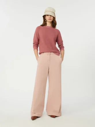 Cotton canvas wide-leg trousers, pink