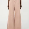 Cotton canvas wide-leg trousers, pink