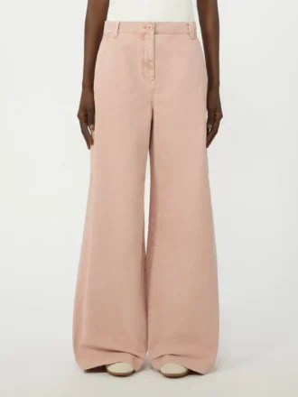 Cotton canvas wide-leg trousers, pink