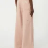 Cotton canvas wide-leg trousers, pink