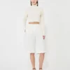 Cotton cordonnet cropped jumper, white
