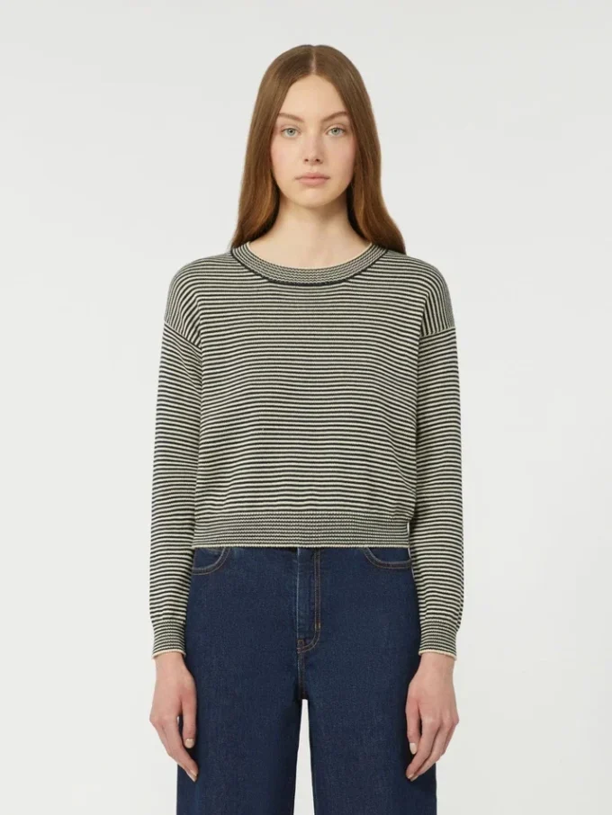 Cotton crew-neck sweater, navy