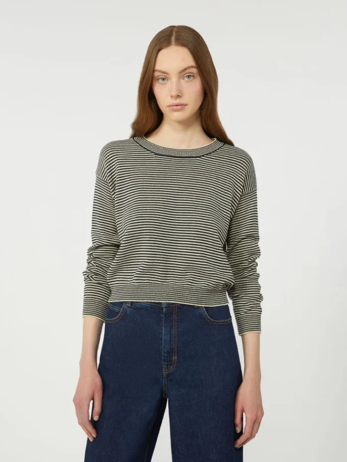 Cotton crew-neck sweater, navy