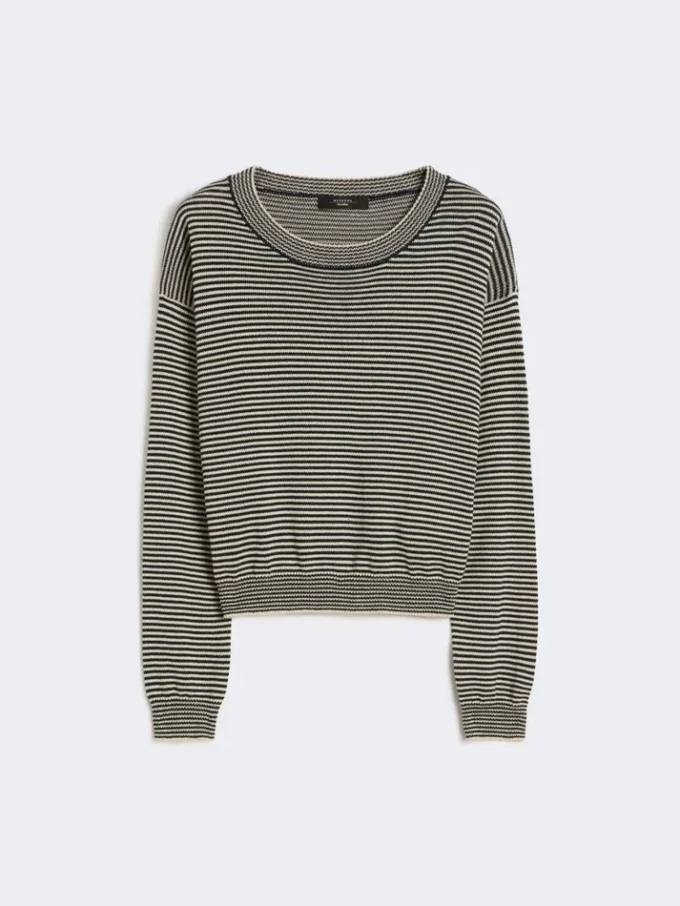 Cotton crew-neck sweater, navy