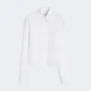 Cotton cropped shirt with pleated back, optical white