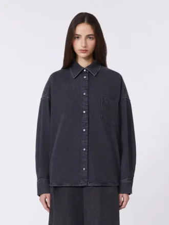 Cotton denim shirt, black