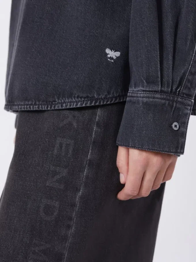 Cotton denim shirt, black