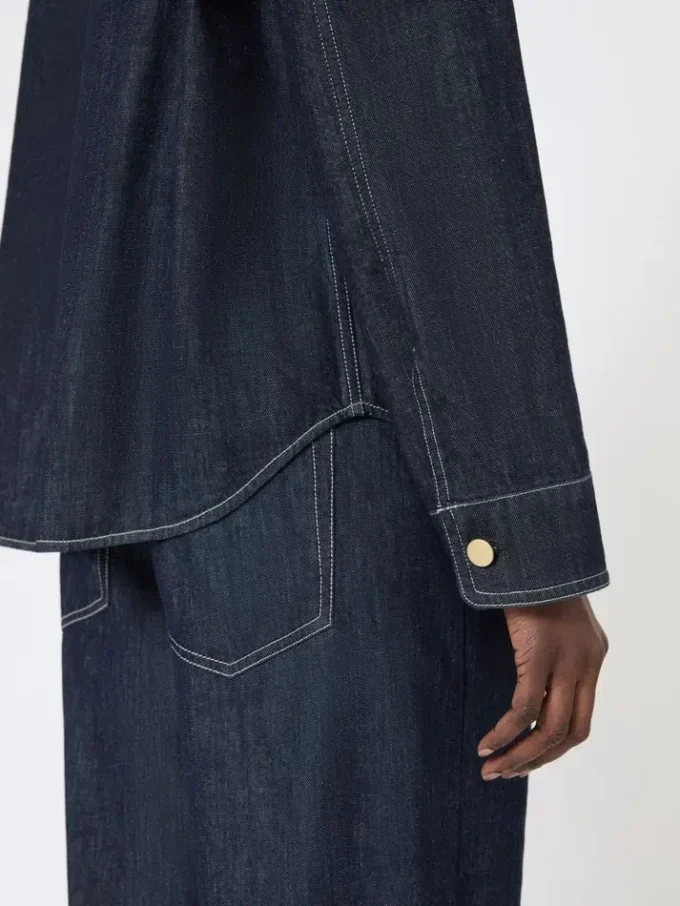 Cotton denim shirt, ultramarine