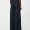 Cotton denim wide-leg jeans, navy