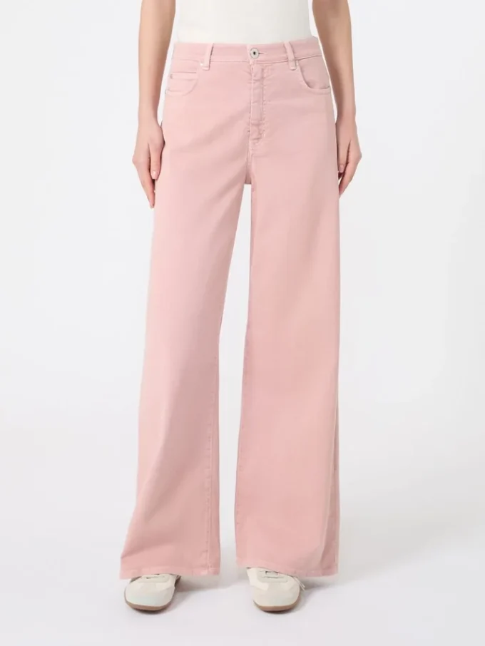 Cotton drill wide-leg trousers, pink