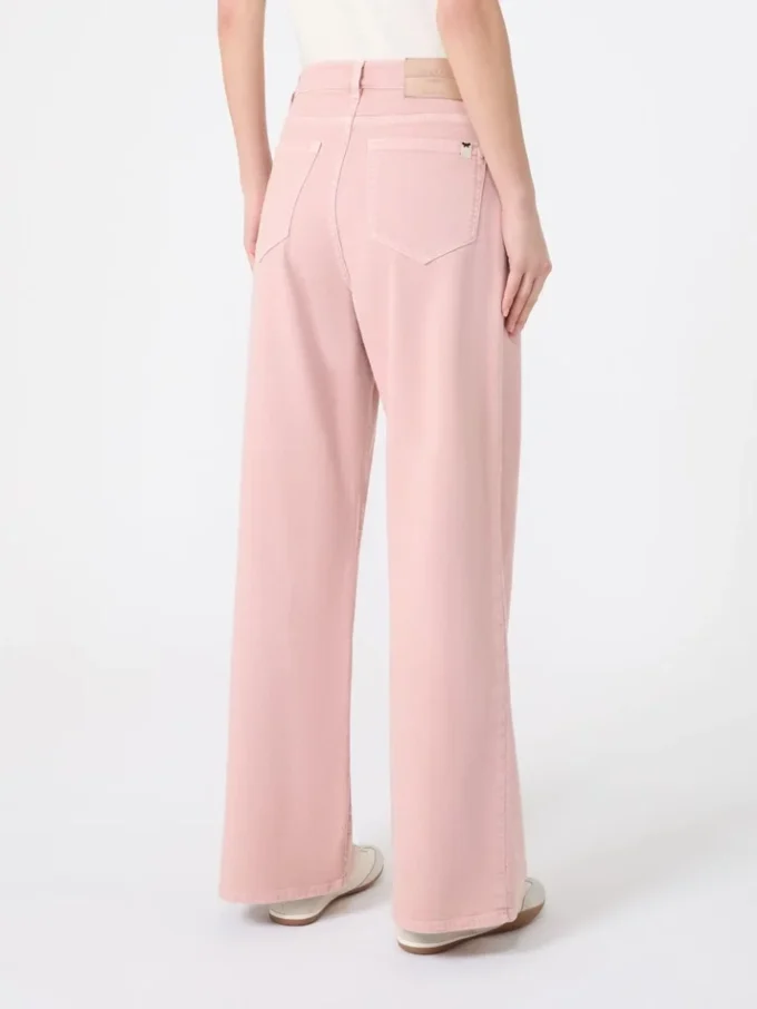 Cotton drill wide-leg trousers, pink