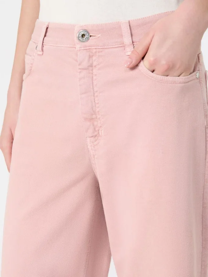 Cotton drill wide-leg trousers, pink