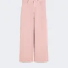 Cotton drill wide-leg trousers, pink