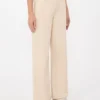 Cotton drill wide-leg trousers, sand