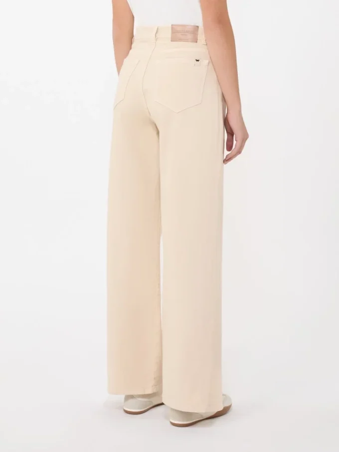 Cotton drill wide-leg trousers, sand